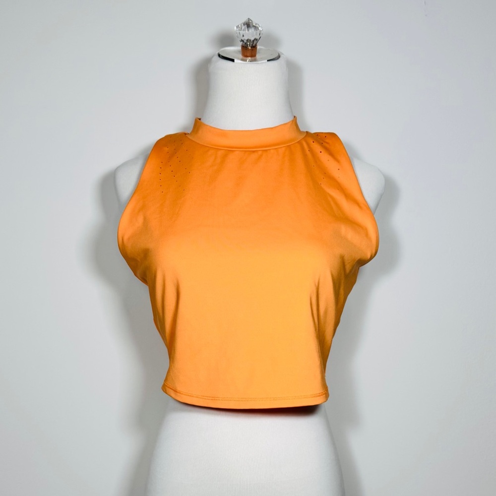 All In Motion Orange Mock Neck Sleeveless Active Crop Top Size L - Picture 1 of 9